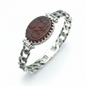 Bracelet with Yemeni Red Agate & “Alhamdulillah” Arabic Engraving