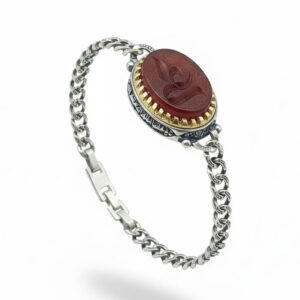 Customizable Dark Red Aqeeq Bracelet with “Ali” Engraving Calligraphy
