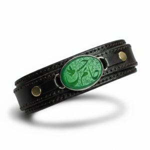 Green Agate Men’s Bracelet with “Janam Hossein” Engraving