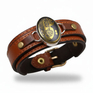 Hadid Sini Men’s Leather Bracelet with “Ya Ali” Laser Engraving