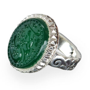 Handcrafted Men’s Agate Ring with Karbala Soil & Ya Mahdi Calligraphy