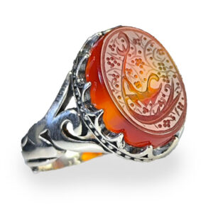 Handmade 18mm Dual‑Color Agate Ring with “Ali” Engraving
