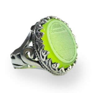 Light Green Agate Ring with "Harz Imam Jawad Talisman" Engraving