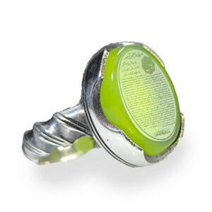 Light Green Agate Silver Ring with Surah Yasin Engraving