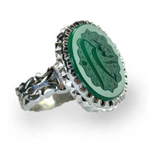 Men's Green Agate Ring Handmade Hasbunallah & Mirror Inlay (3)