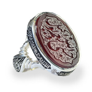 Red Agate Silver Ring with “Hasbiyallah wa Ni’mal Wakeel” Inscription