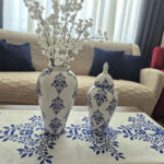 Blue Leaves Velvet Table Runner – Shamseh Negar Design 120×40 cm - Image 7