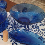 Blue Leaves Velvet Table Runner – Shamseh Negar Design 120×40 cm - Image 3