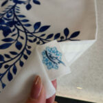Blue Leaves Velvet Table Runner – Shamseh Negar Design 120×40 cm - Image 4