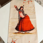 Folk Dress Girl Velvet Table Runner – Artistic Design 120×40 cm - Image 2