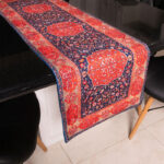 Nastaliq Velvet Table Runner – Safavid Carpet Design 133×43 cm