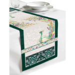 Peacock Art Velvet Table Runner – Elegant Painting Design 120×40 cm