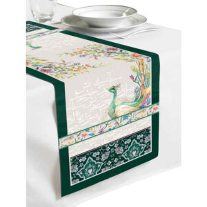 Peacock Art Velvet Table Runner – Elegant Painting Design 120×40 cm