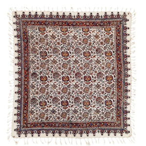 Persian Floral Block‑Print Round Tablecloth – 100×100 cm, Four Colors