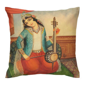 Persian Girl & Kamancheh Cushion Cover – Premium Velvet Art Pillow Case
