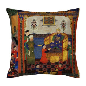 Persian King on Throne Cushion Cover – Premium Velvet Double Print