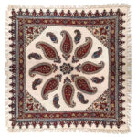 🧵 Material: 100% cotton (hand‑printed) 🎨 Design: Paisley (Boteh Jegheh) motif 📏 Dimensions: 100 × 100 cm (square) ⚖️ Weight: 200 g 🟦 Shape: Square tablecloth 🧼 Care: Washable; colors remain stable with natural dyeing 🌍 Origin: Isfahan, Iran – capital of Qalamkar craft
