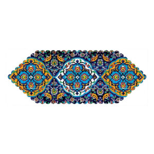 Persian Tilework Velvet Table Runner – 100×40 cm, Premium Print