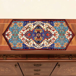 Traditional Persian Carpet Table Runner – Velvet Front & Satin Back