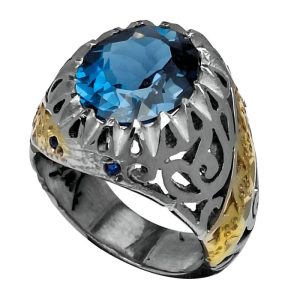 Handmade London Blue Topaz Ring in 925 Sterling Silver