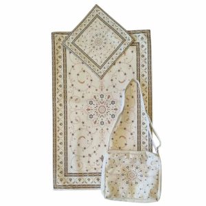 Islamic Prayer Rug & Janamaz Gift Set Beige Design