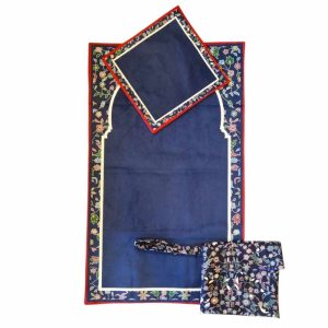 Kabir Velvet Matching Prayer Bag Set with Janamaz & Carry Bag