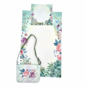 Muslim Prayer Rug Set Green Botanical Pattern with Janamaz