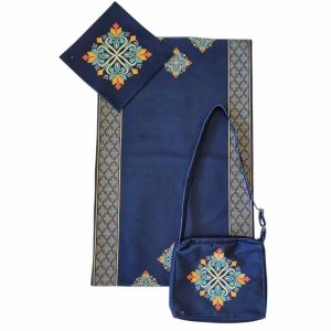 Portable Velvet Prayer Mat Set with Bag – Persian Boteh Musallah